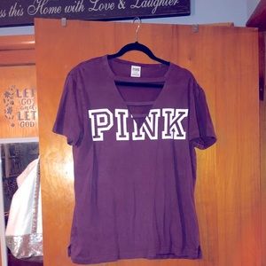 PINK TEE WITH V NECK